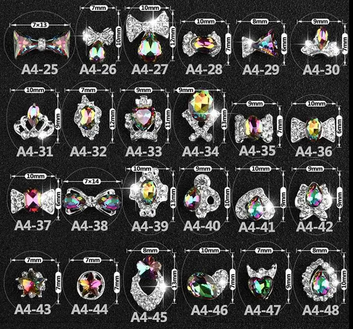 Стеклянные стразы с кристаллом пламени AB 20 шт. драгоценные камни металлические 3D