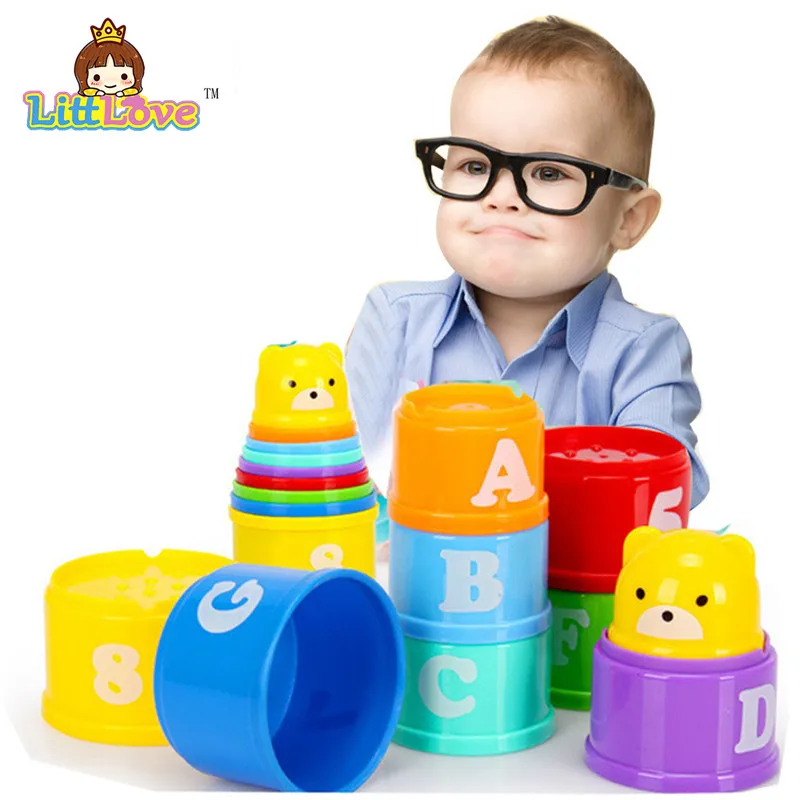 LittLove 9 шт./компл. детская игрушка забавная маленькая обучающая чашка игрушка-блок