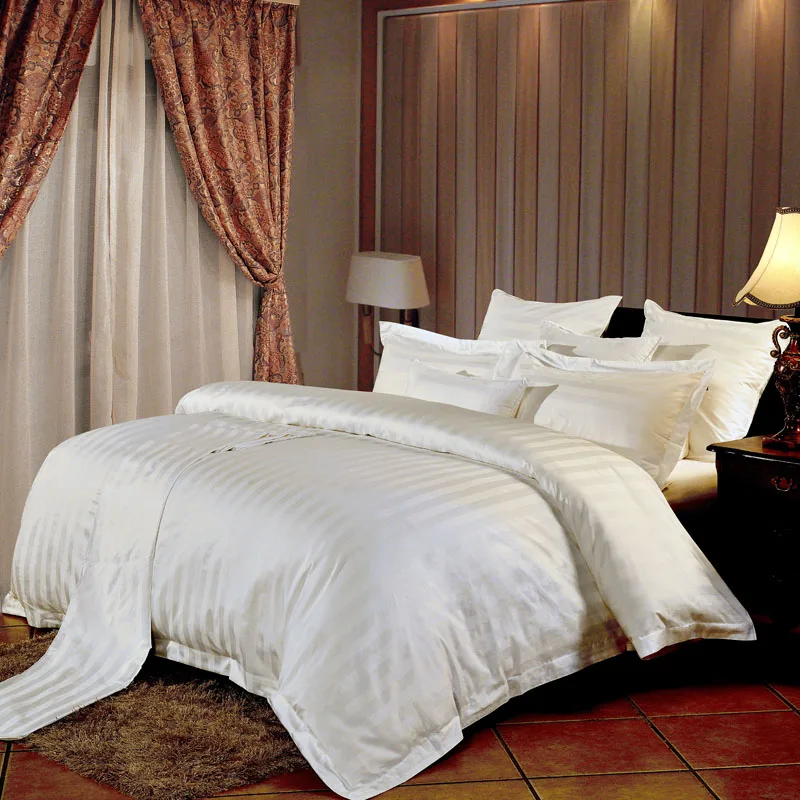 3 см Satinj жаккардовые 100% хлопковые комплекты постельного белья Queen King Size 4 шт