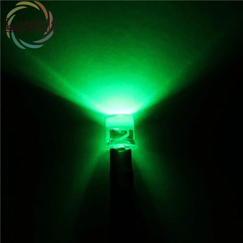 Проволочный резистор 20 шт. LED 5 мм 12 В плоский верх зеленый см ультра-яркая