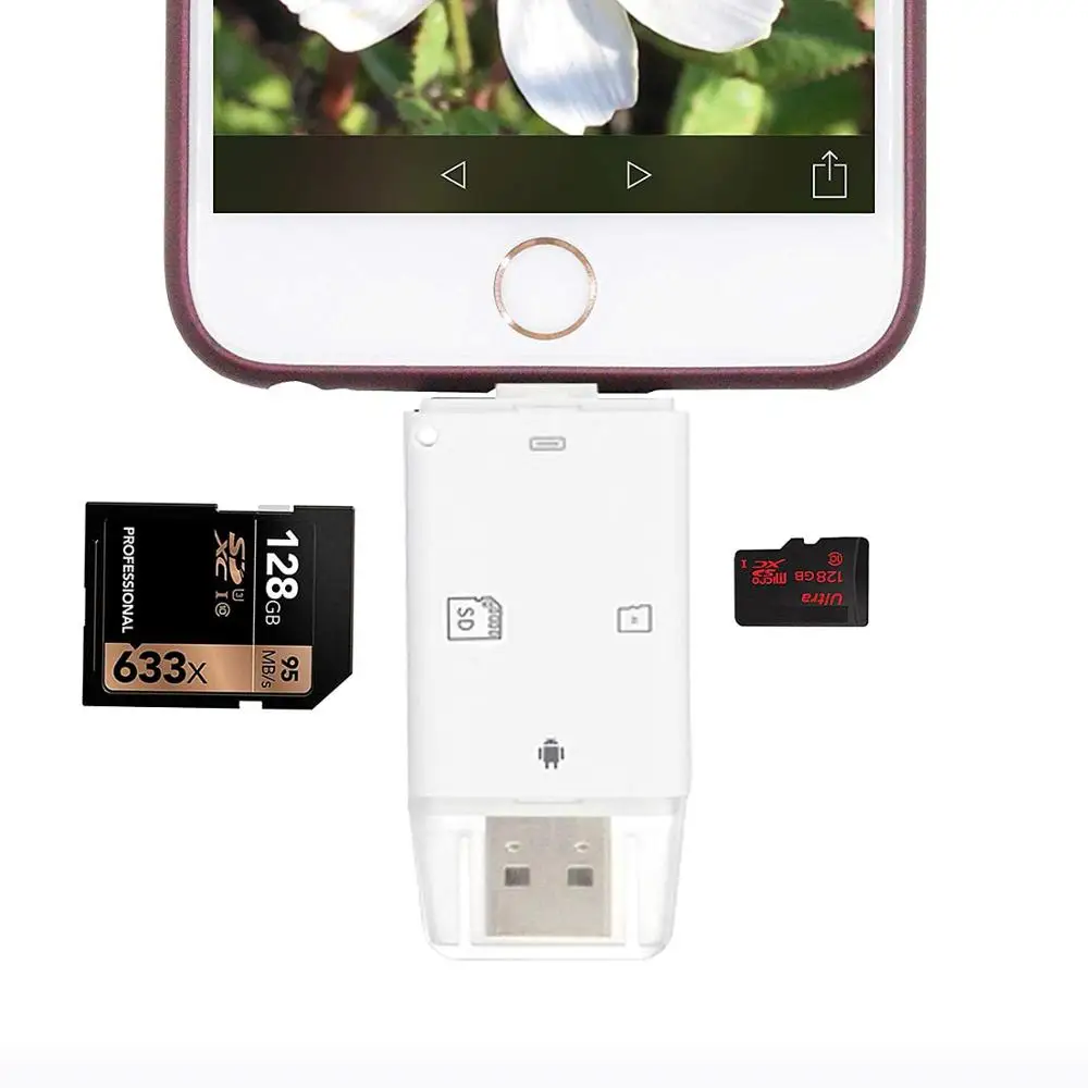 

SD Card Reader Adapter 3 in 1 Card Reader Card Reader for iPhone/ipad/ MAC/PC/Android Device for TF/MicrsSD/SD Card