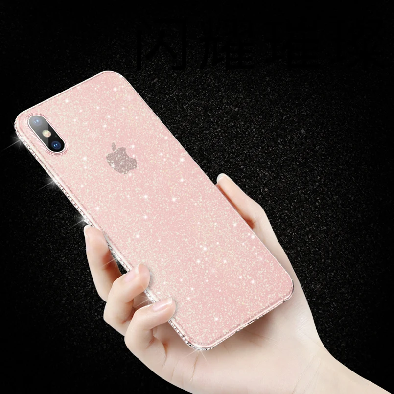 Simple Transparent Bling Glitter Case Cover For iPhone 6 6S 7 8 Plus Solf TPU Silicone Phone X Xr Xs Max Capas |