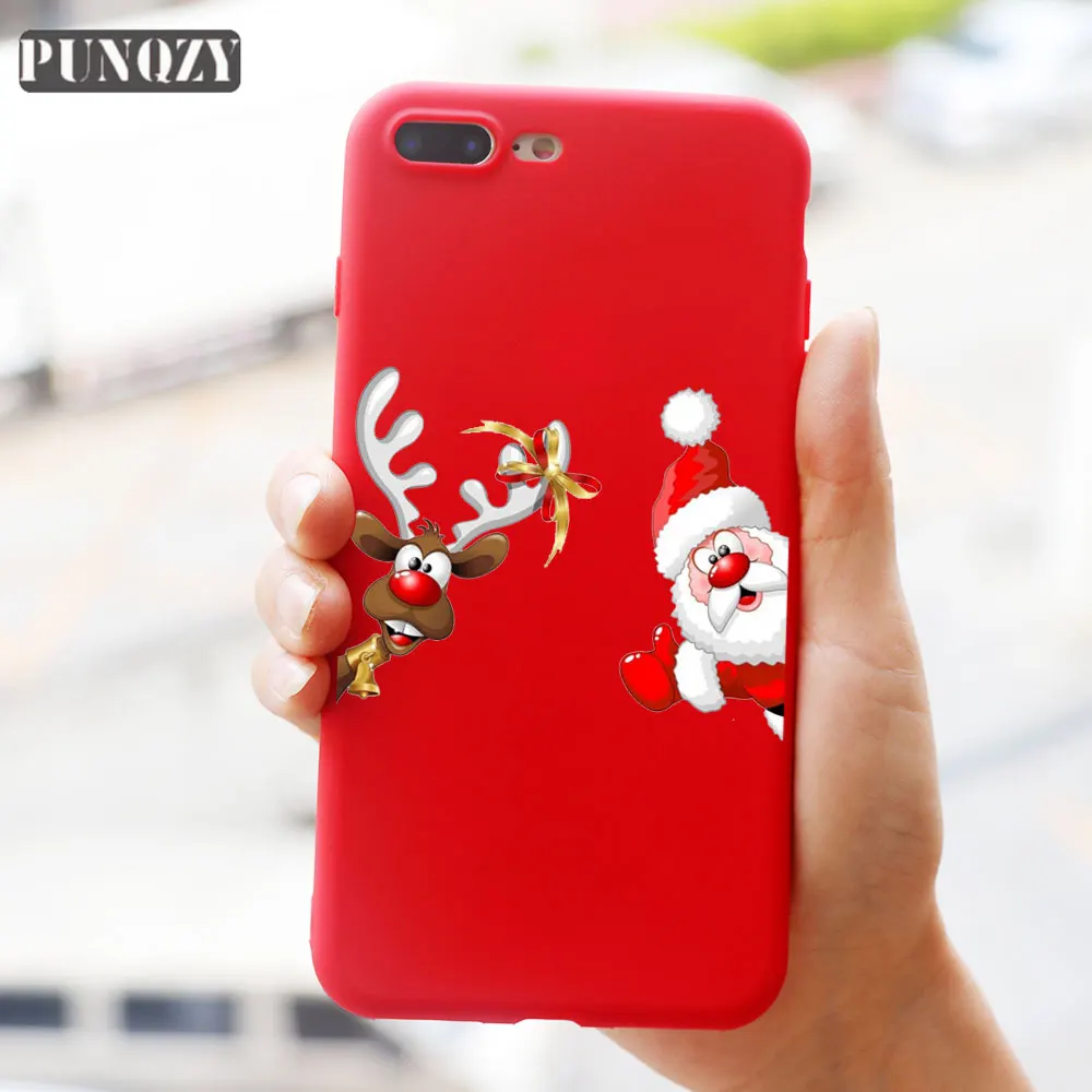 TPU D1417-red Год рождественский подарок лось снег милый чехол для телефона для iphone 11 pro 6s 8 7 Plus 5S X XS MAX ТПУ силиконовый чехол для iphone XR чехол - Цвет: TPU D1417-red