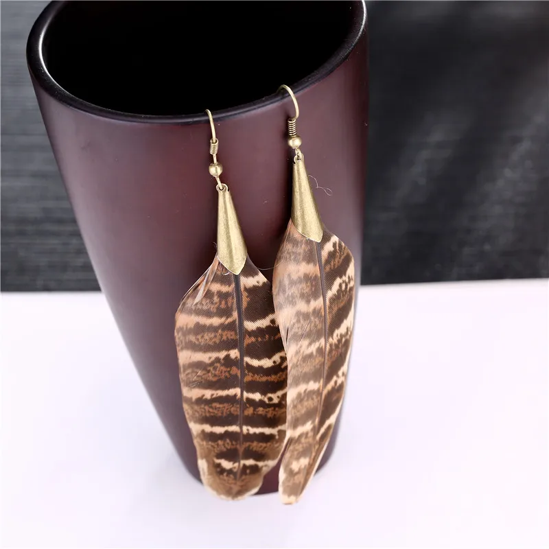 2019 новые очаровательные серьги из сплава ручной работы с перьями Boho Этнические