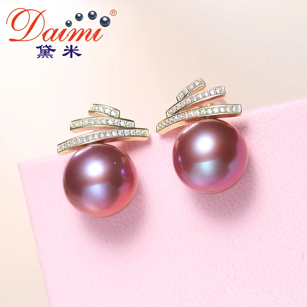 DAIMI 11-12 мм серьги с натуральным жемчугом настоящее 925 пробы серебряные большие