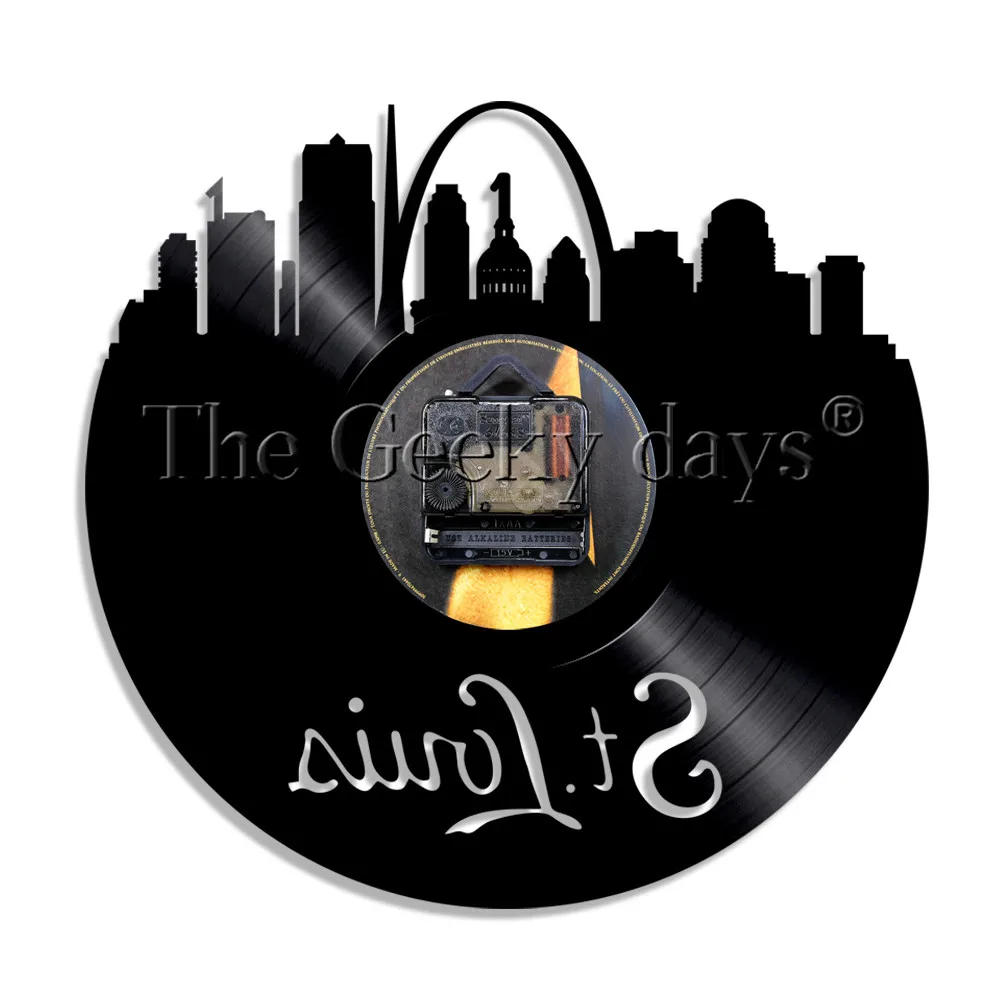 Винтажные настенные часы с виниловой пластиной в стиле Сент-Луис | Дом и сад