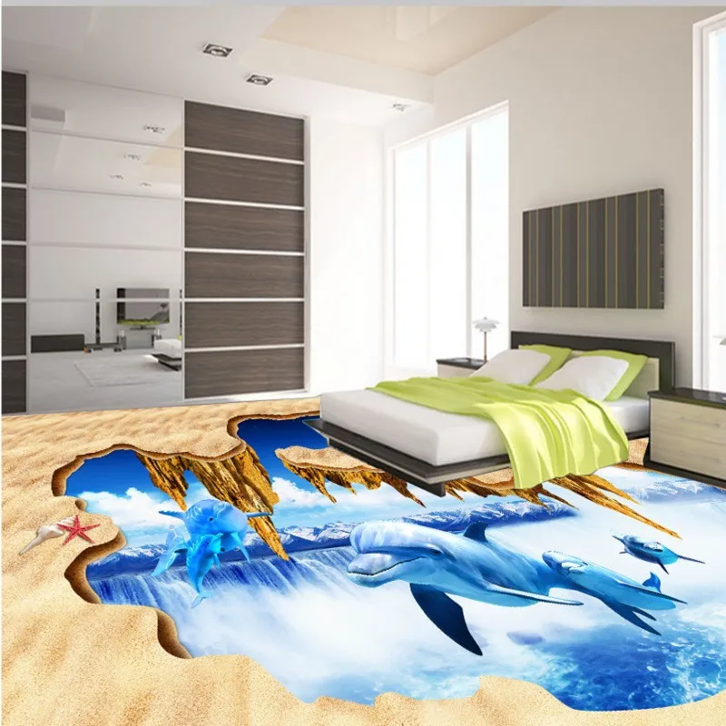 Бесплатная доставка 3D Дельфин водопад тема пространство пол утолщенный