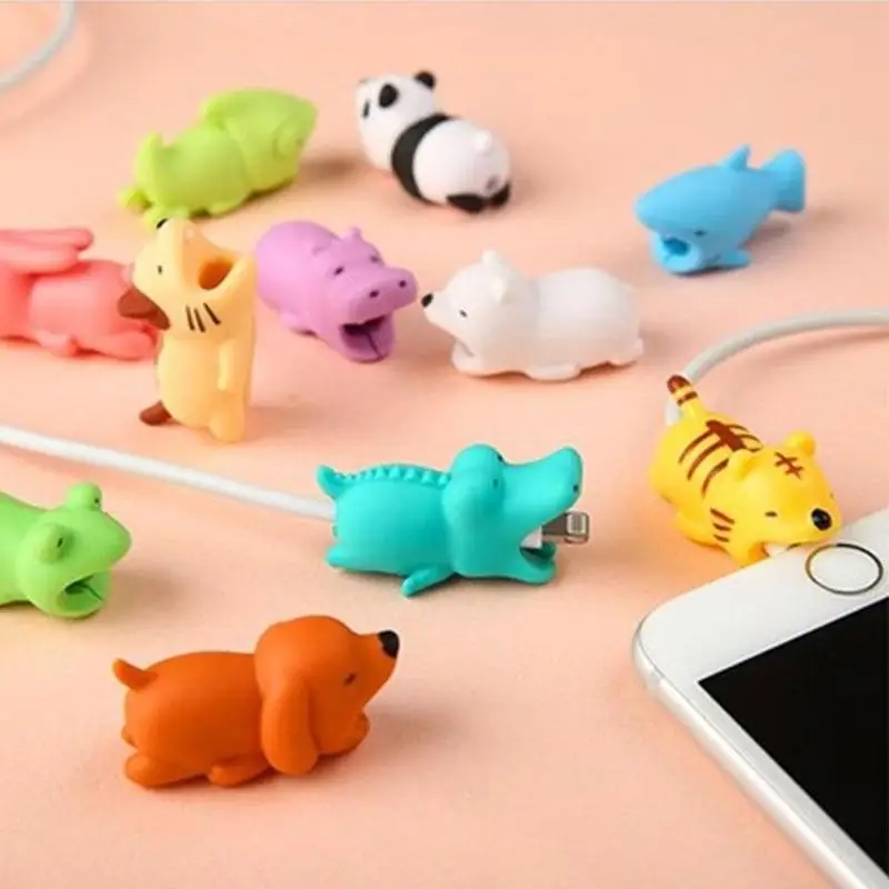 1 Pcs Cable Bites Protector for Iphone Winder Phone Holder Accessory Chompers Rabbit Dog Cat Animal Doll Model Funny Toys | Игрушки и