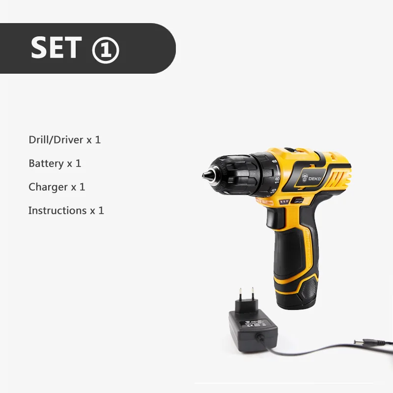 SET1 DEKO GCD10.8DU3 10,8 В постоянного тока дизайн бытовой литий-ионный аккумулятор Аккумуляторная дрель/Драйвер электроинструменты электрическая мини дрель - Цвет: SET1