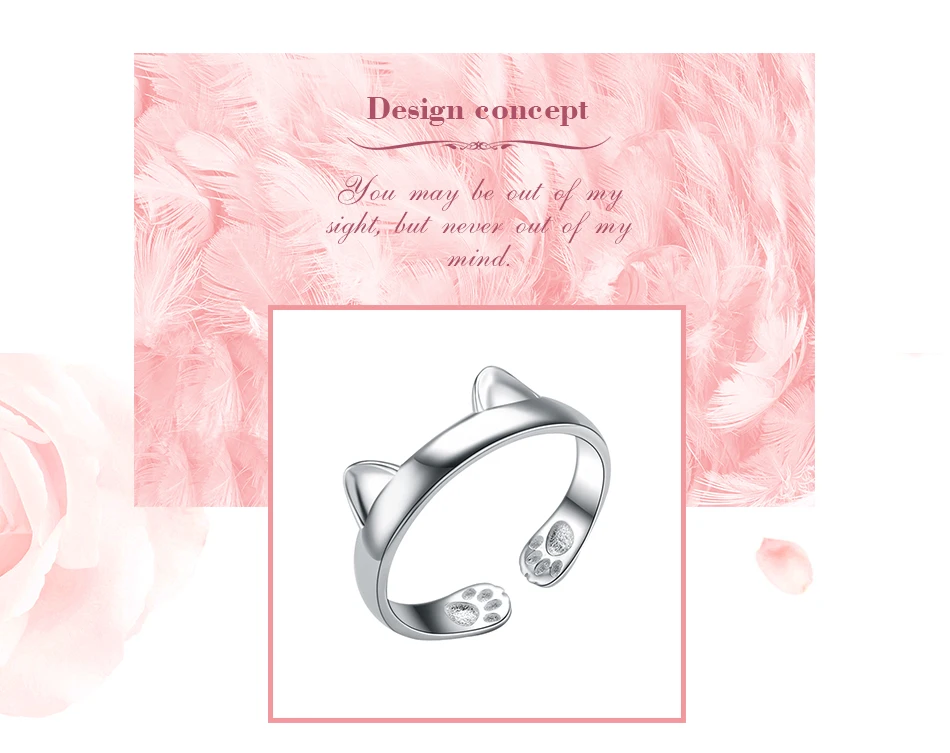 UMODE, новинка, подлинные, 925 пробы, серебряные, кошачьи серьги, кольца для женщин, серебряные ювелирные изделия, Открытое кольцо с котом, бижутерия для женщин, подарок, ULR0163