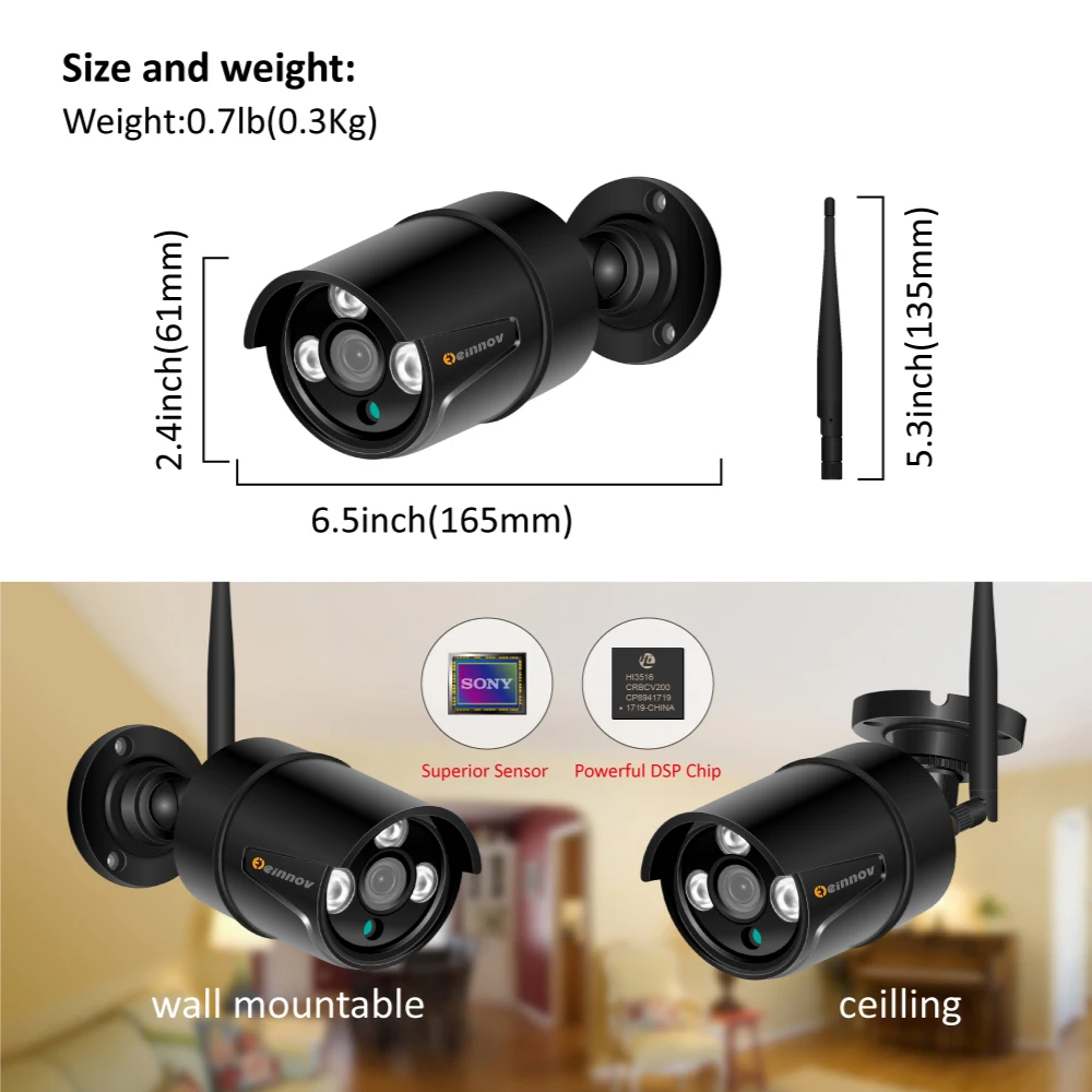 Einnov 1080P камера безопасности, беспроводная система видеонаблюдения, Wifi, IP, видеонаблюдение, 8CH NVR kKit, уличная камера s Set H.265 HD IR