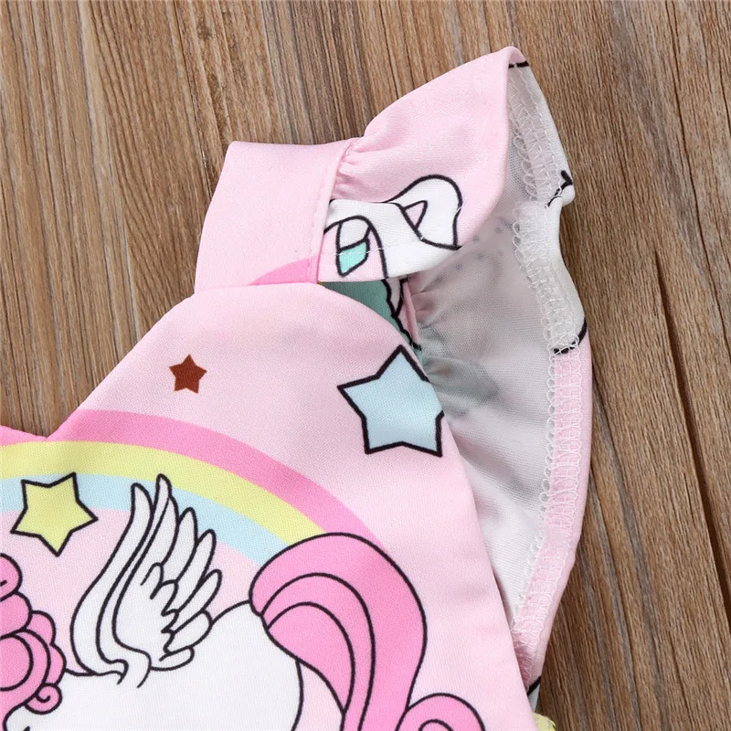 Летние милые детские комбинезоны для новорожденных девочек с единорогом