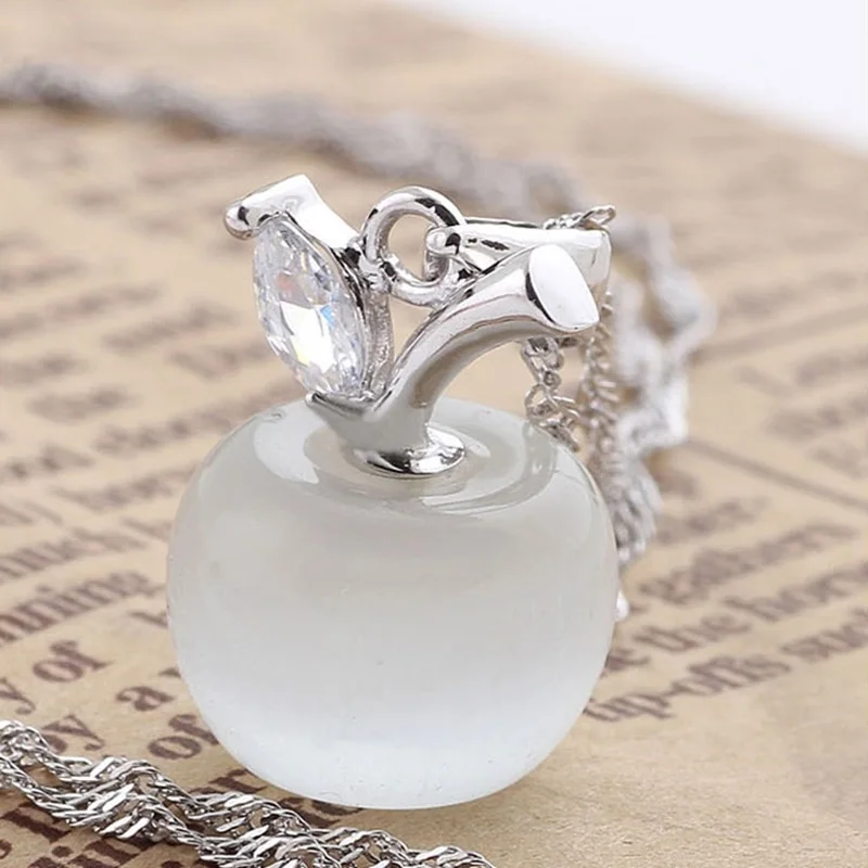 Фото OMHXZJ Wholesale Personality Fashion OL Woman Girl Gift White Pink Apple Opal AAA Zircon 925 Sterling Silver Pendant Charm CH02 №5