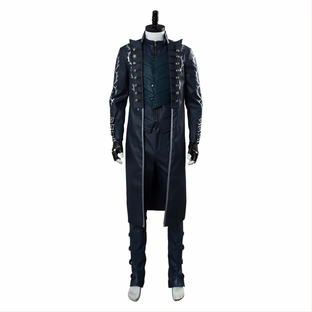 DMC 5 V Vergil косплей костюм в возрасте наряд кожаное пальто полный набор взрослых мужчин Хэллоуин карнавальные костюмы индивидуальный заказ