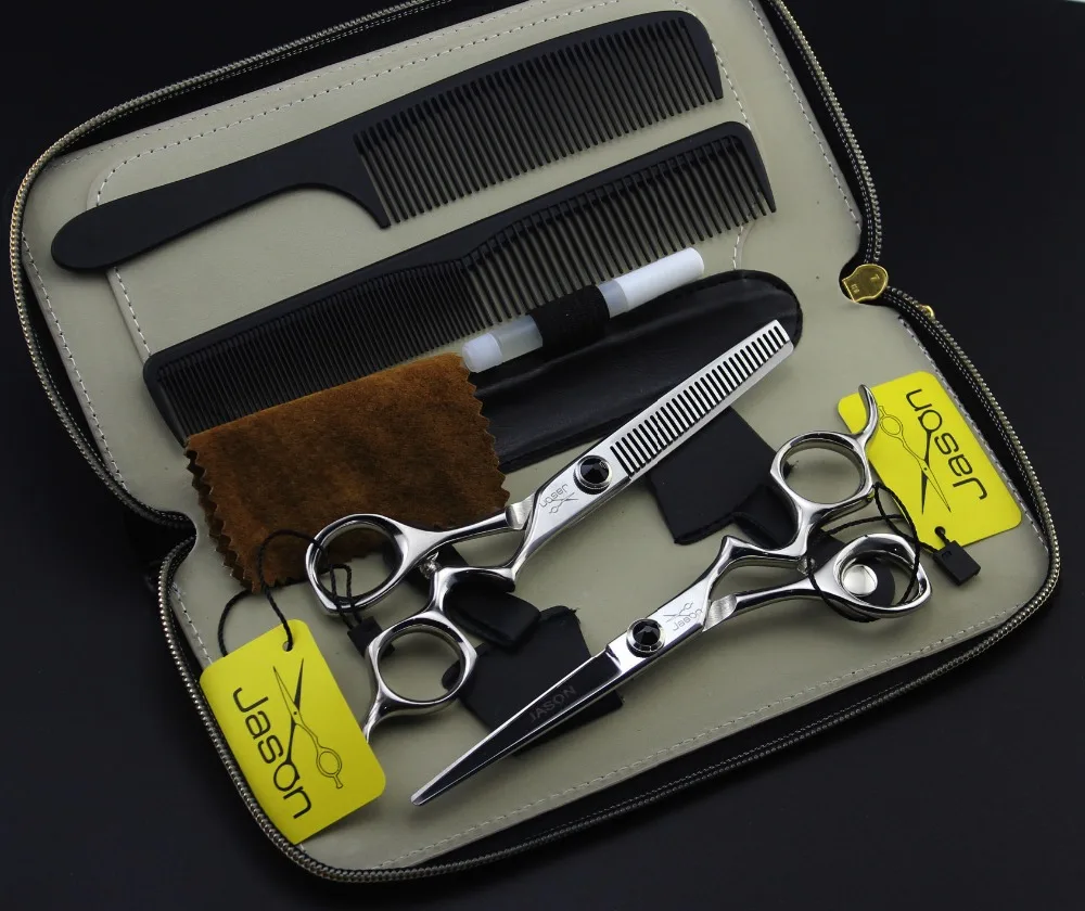 360# Парикмахерские ножницы 4 шт. костюм+ расчески+ сумка 6 ''17,5 см бренд Jason Япония 440C ножницы для резки Hair ножницы для волос