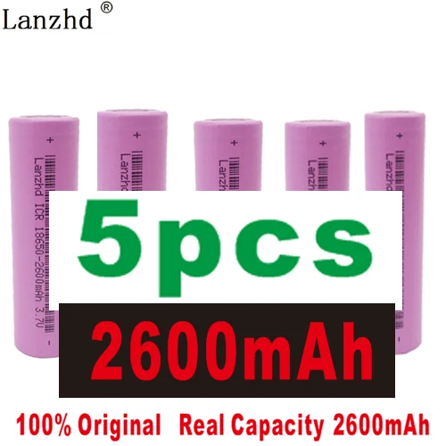 5 PCS 5-40 шт ICR18650 перезаряжаемая батарея 2600 мАч литий-ионные батареи 3,7 в для samsung 18650 батарея для фонарика ноутбука - Цвет: 5 PCS