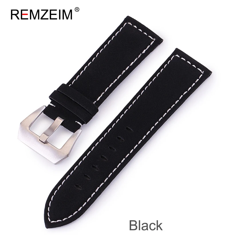 REMZEIM 18 мм 20 мм 22 мм 24 мм Матовый кожаный ремешок для часов для мужчин и женщин из нержавеющей стали ремешок с пряжкой relogio pulseira браслет montre