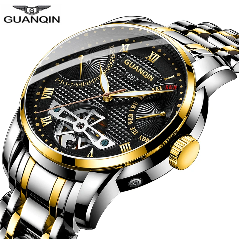 GUANQIN механические часы для мужчин водостойкие automatic Tourbillon стиль мужской