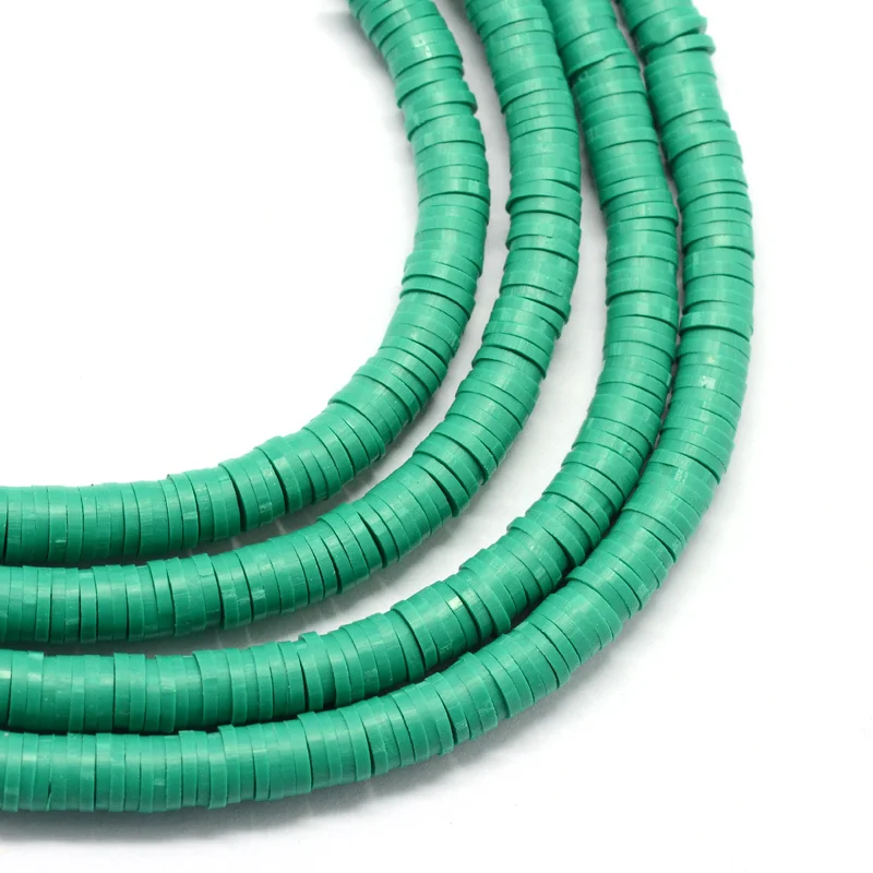 LightSeaGreen 380-400 шт Экологичные полимерные глиняные бусины ручной работы в богемном стиле, африканские бусины для самостоятельного изготовления ювелирных изделий, 6x1 мм, плоские круглые - Цвет: LightSeaGreen