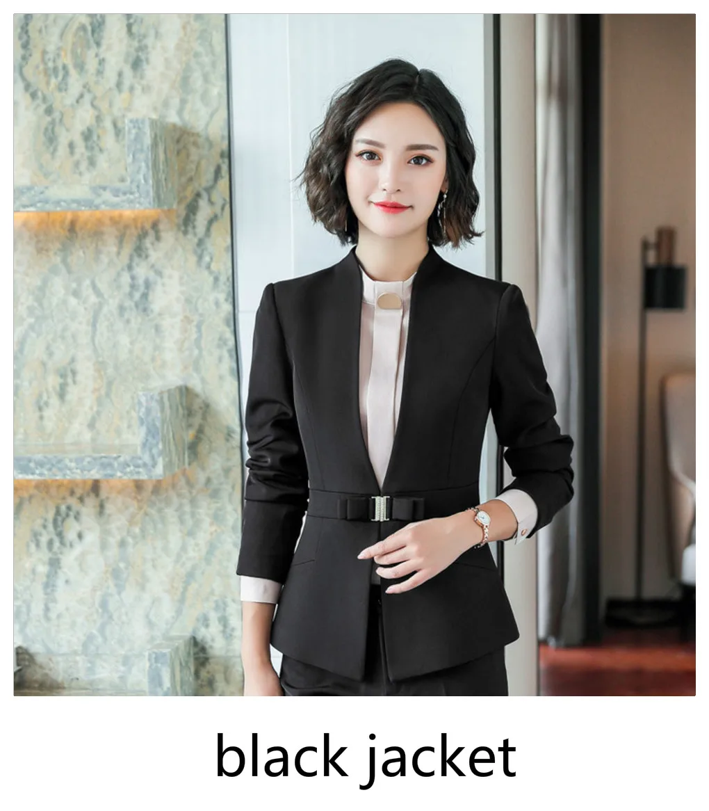 black blazer Модная женская тонкая OL куртка, пальто, длинный рукав, v-образный вырез, воротник, уличная одежда на одной пуговице, верхняя одежда, Женский деловой костюм с пиджаком - Цвет: black blazer