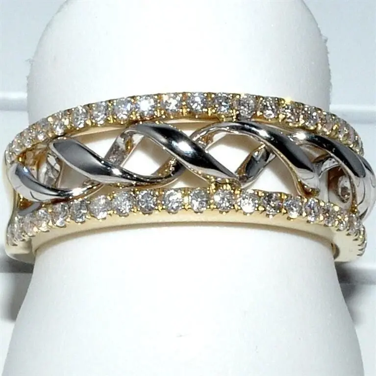 Wedding Ring For Women Simple Style Wave Shape Austrian Crystals silver color Fashion anniversary Jewelry | Украшения и