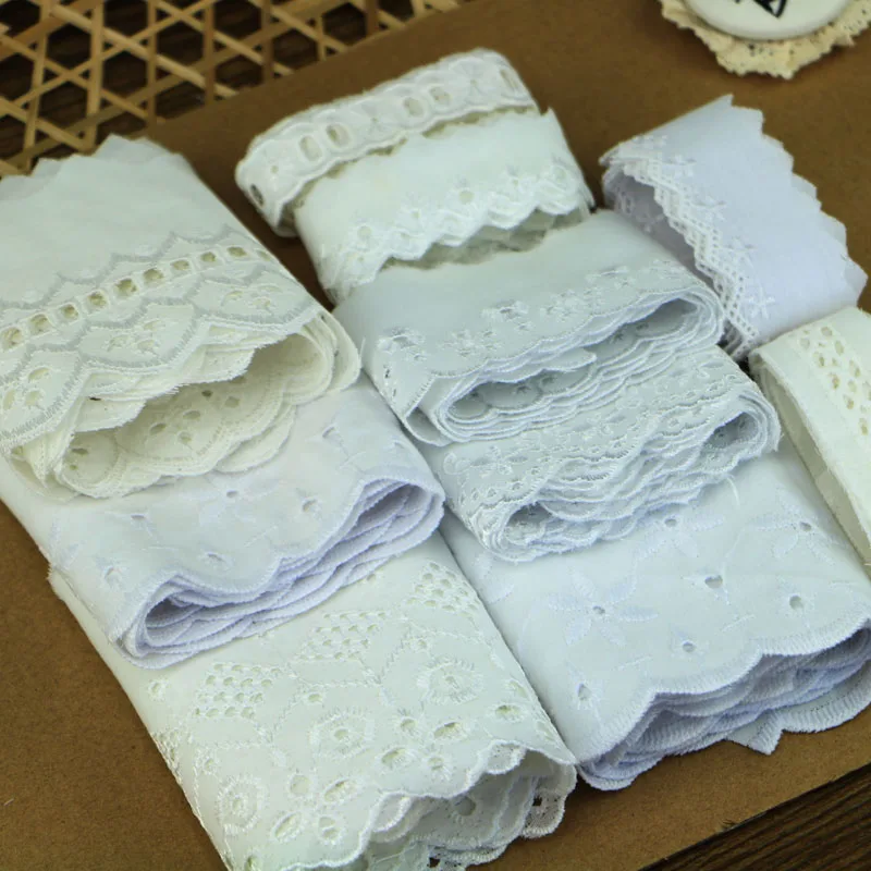 10 ярдов/партия белые хлопковые кружева с вышивкой 2 12 см|embroidered lace|diy lacelace handmade |