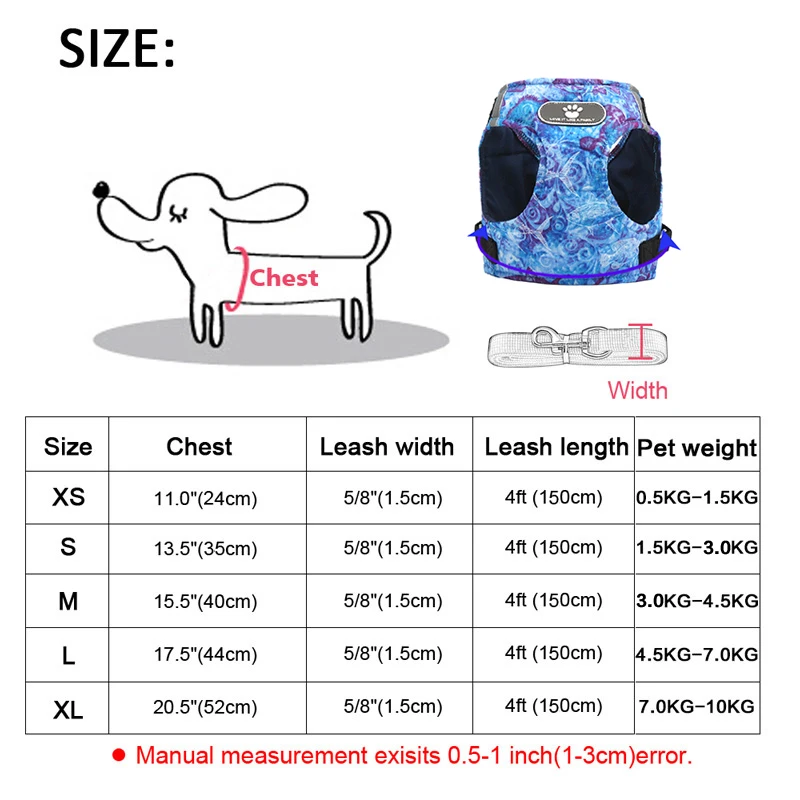 Поводок и поводок для кошек собак регулируемый светоотражающий жилет щенков