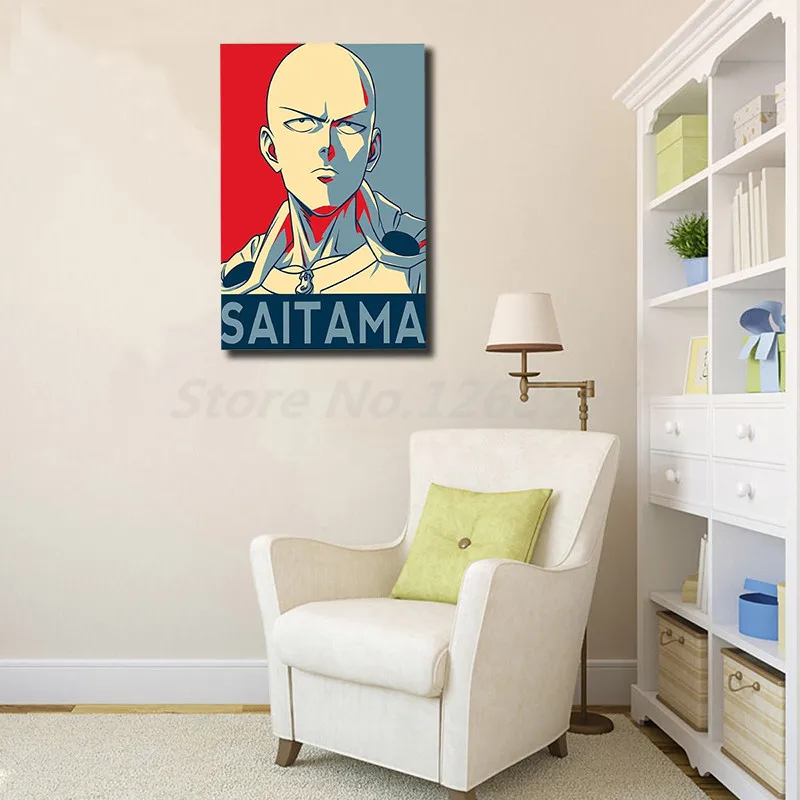 Настенная Картина на холсте человек Сайтама|Рисование и каллиграфия| |