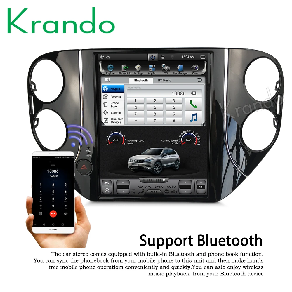 Krando Android 8,1 10," Tesla вертикальный экран автомобиля радио gps навигация плеер для Фольксваген Tiguan 2010- мультимедиа