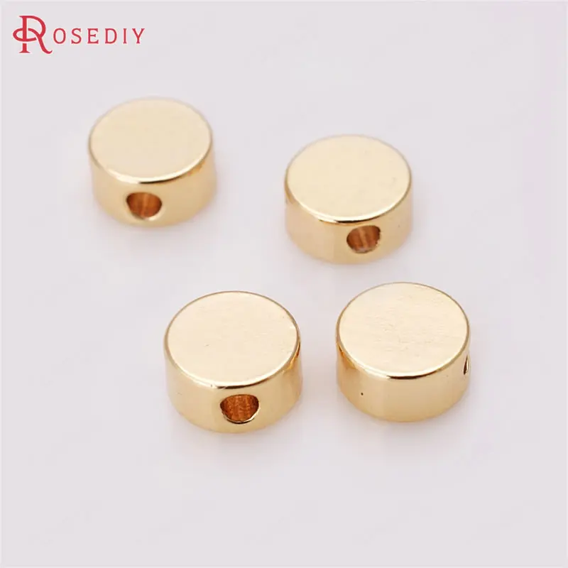 20 шт. латунные Круглые бусины для браслета 24 К цвета шампанского | Украшения и