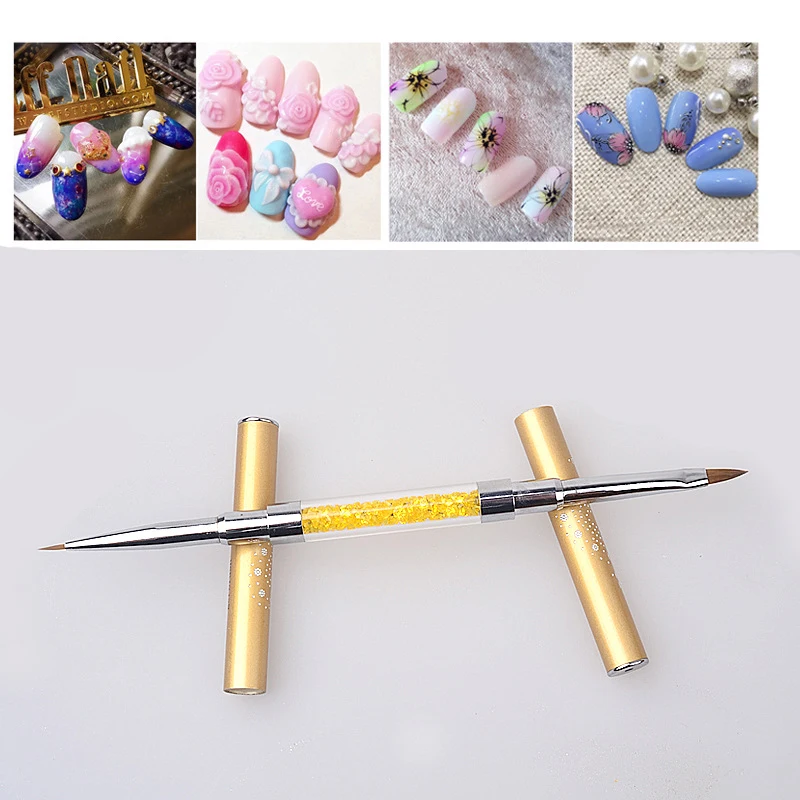 1 шт. профессиональный дизайн ногтей с двойной головкой ручка кисточкой стразы