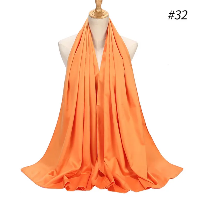 color 32 orange 10 шт. длинные шарфы для женщин для Роскошные Большой Атласный шелковый шарф шаль демисезонный шаль дамы Solider цвета пляжная крышка - Цвет: color 32 orange