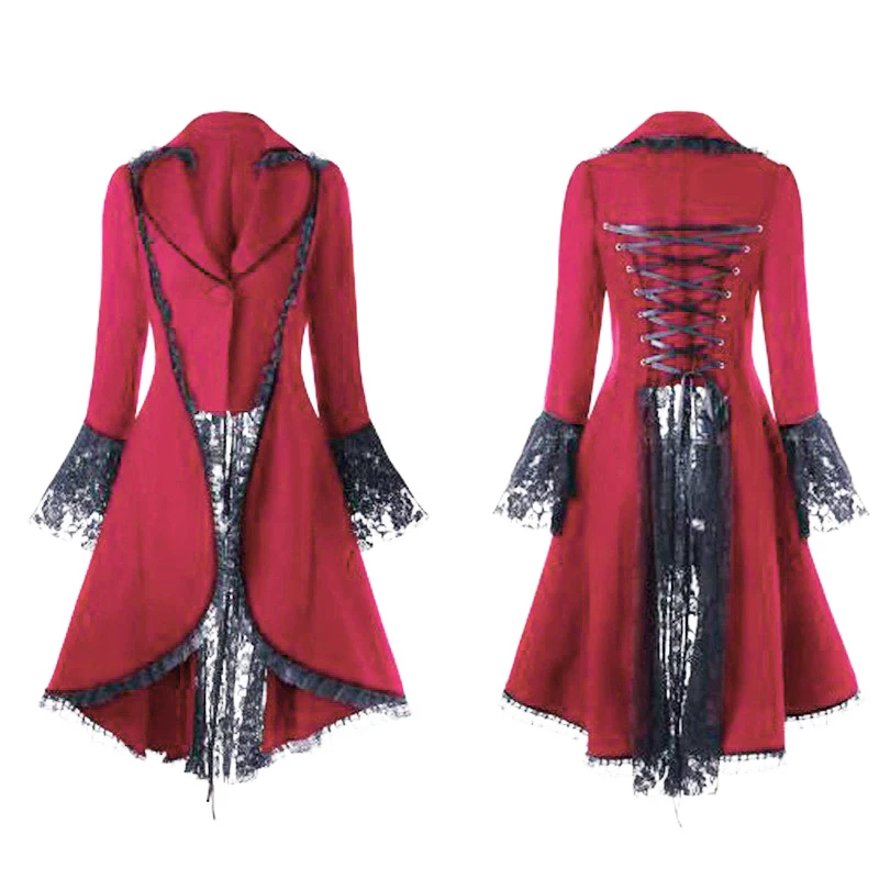 Женское длинное пальто в стиле стимпанк Готическая куртка викторианском