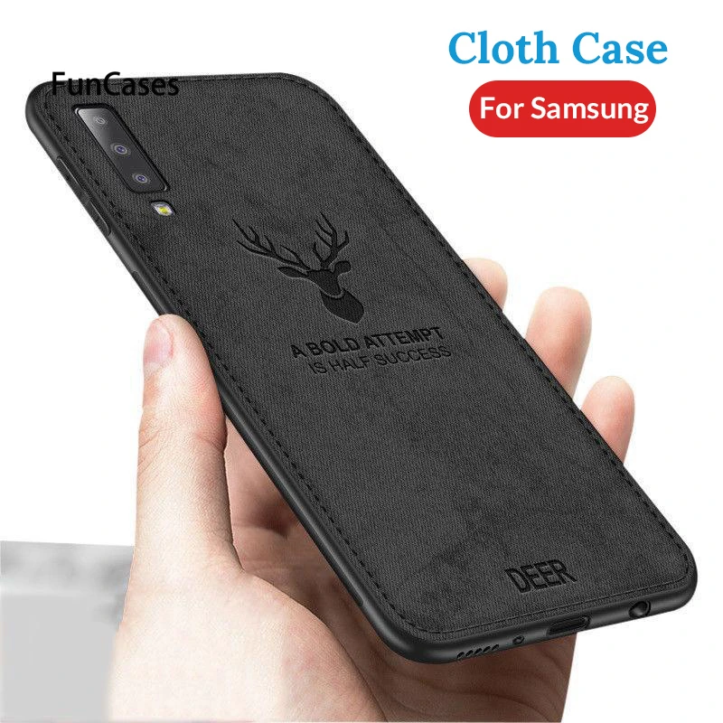 Тканевый чехол для телефона из мягкого ТПУ с рисунком оленя samsung A50 A30 M30 M20 A9 A7 2018