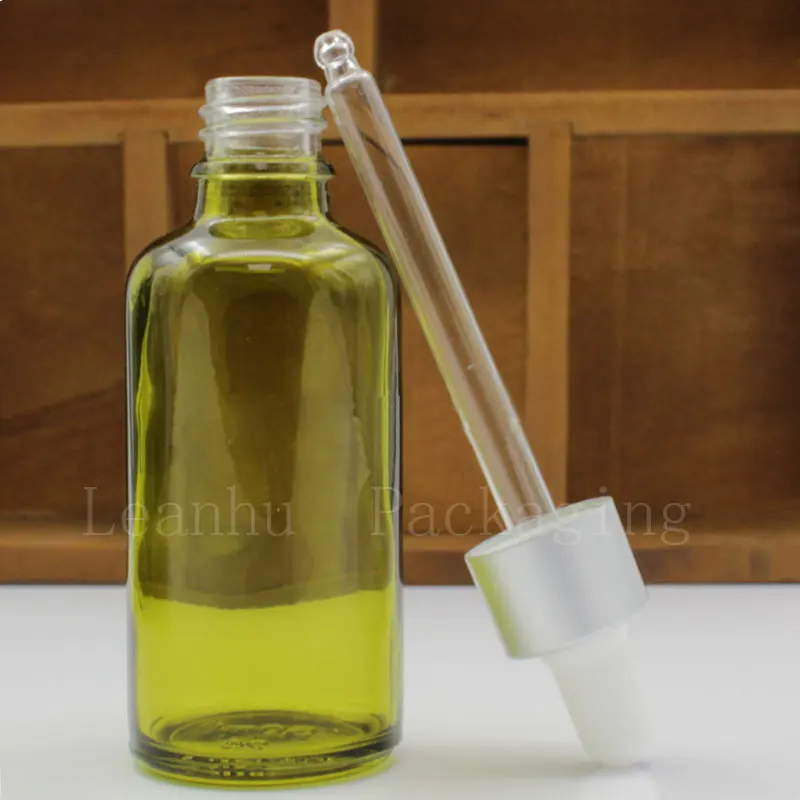 Зеленые бутылки эфирного масла с серебряной капельницей 16 шт многоразовый