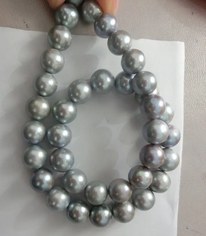 Hot sale new Style HUGE 10-11MM SOUTH SEA GENUINE GRAY PEARL NECKLACE