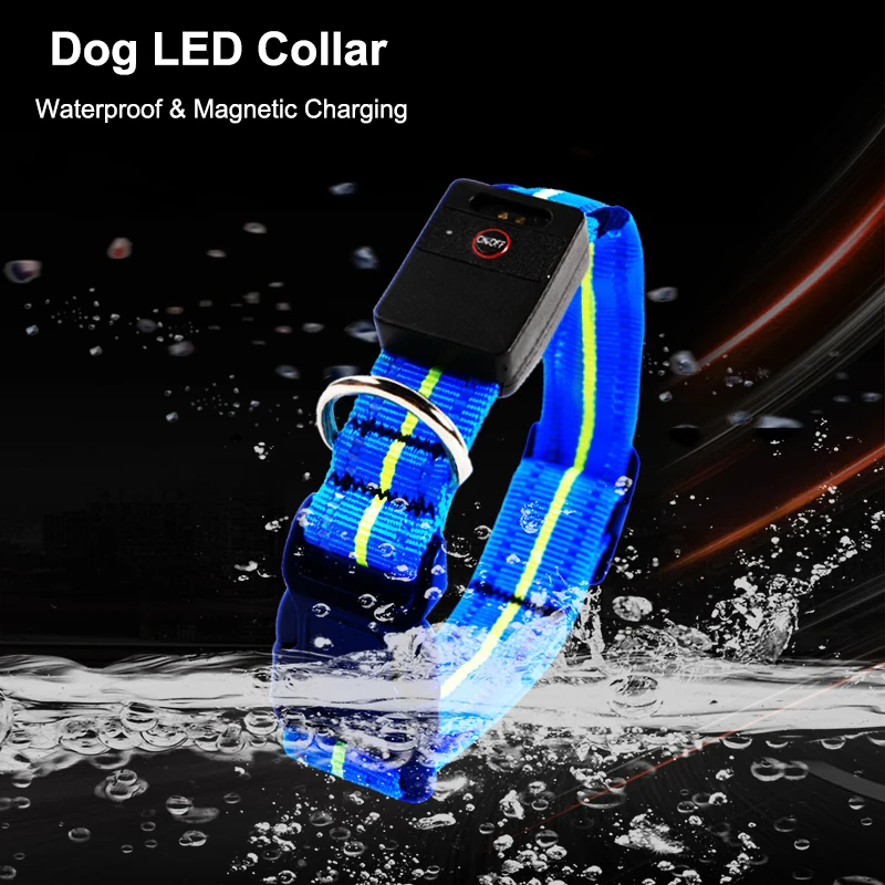 Waterproof LED Dog Collar Original Magnetic Charging Glowing Anti-Lost For Dogs Puppies Collars Leads Pet Product | Дом и сад