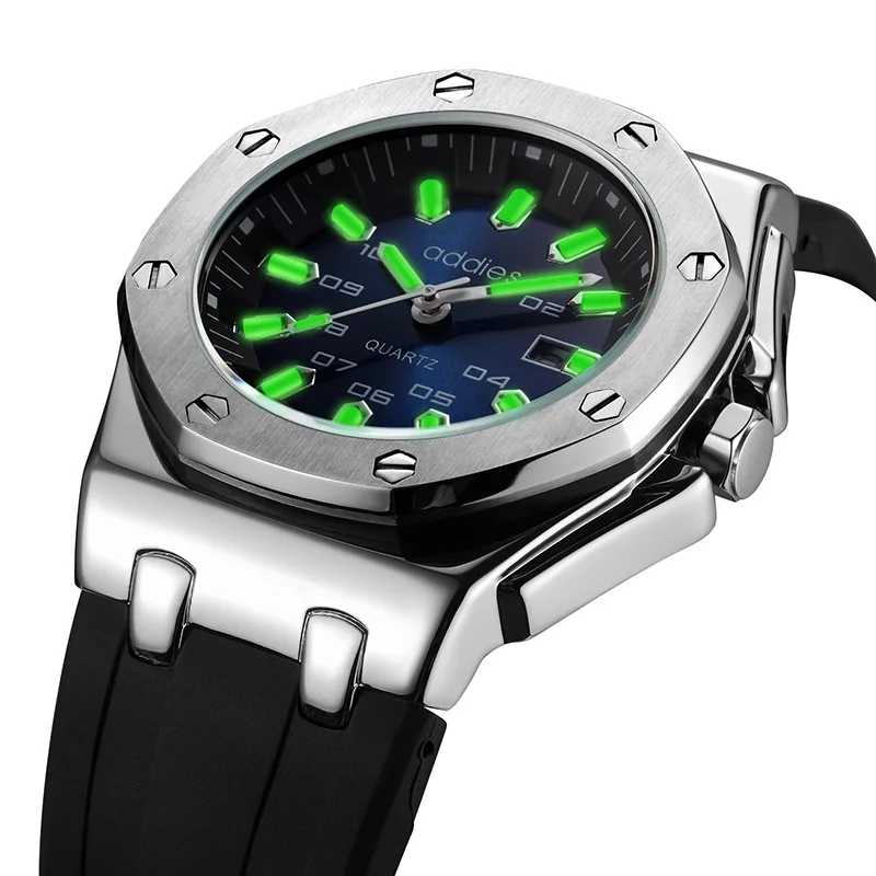 Мужские наручные часы Addies роскошные светящиеся водонепроницаемые до 30 м деловые