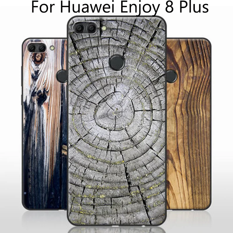 Чехлы с текстурой древесины для Huawei Enjoy 8 Plus мягкая задняя крышка Enjoy8 оболочка