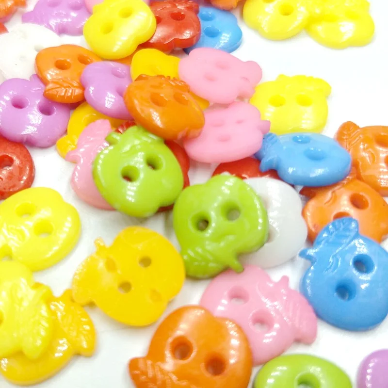 

HL 100/200pcs 11mm Mixed Color 2 Holes Flatback Apple Plastic Buttons DIY Scrapbooking Kid's Apparel Sewing Notions