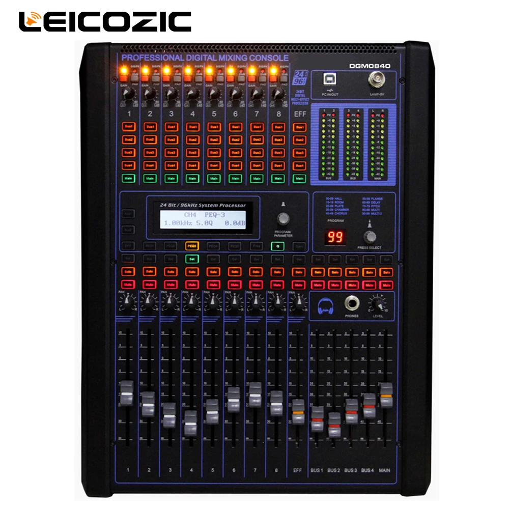 Leicozic 8-канальный цифровой смесители Профессиональный цифровой микшерный пульт dj определения консоль DGM840 миксер аудио цифровой мини-миксер для монтажа в стойку