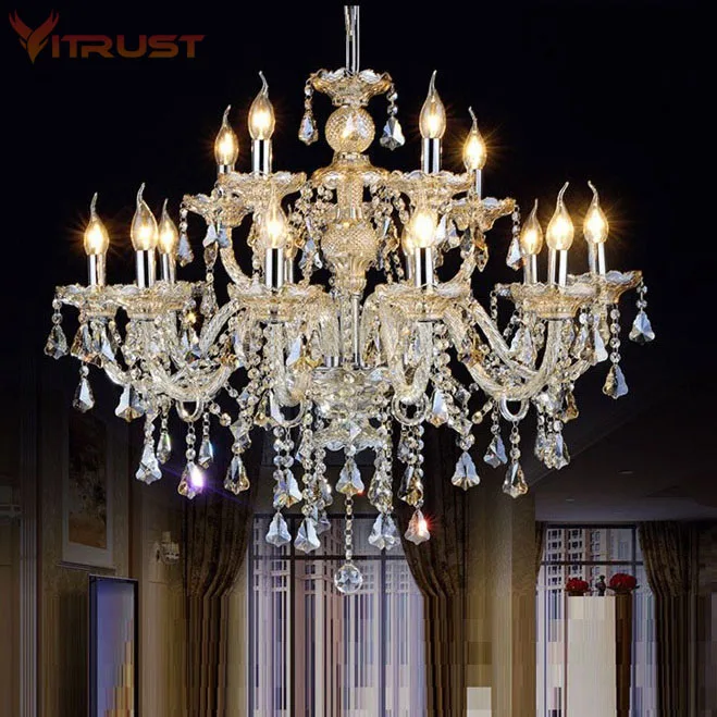 Светодиодные хрустальные люстры освещение Роскошная золотая столовая