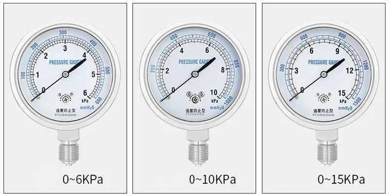 YE75 резьба 3/8 вакуумная нержавеющая сталь манометр-100kpa-0kpa-100kpa мембранный манометр газовый манометр кПа