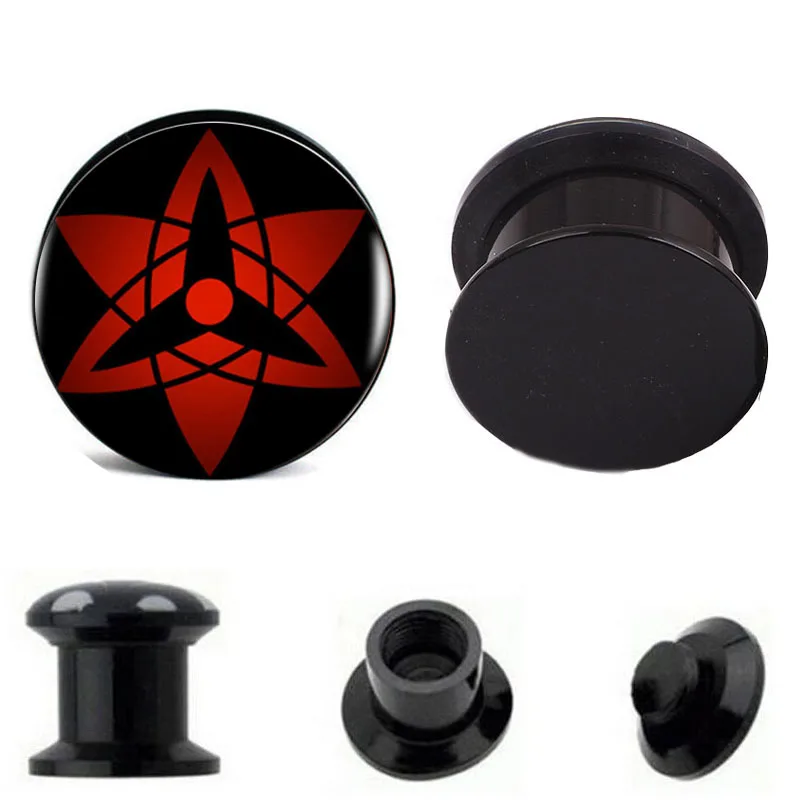 Пара датчиков для ушей с логотипом Naruto акриловый шуруп тоннель пирсинга тела 6 мм