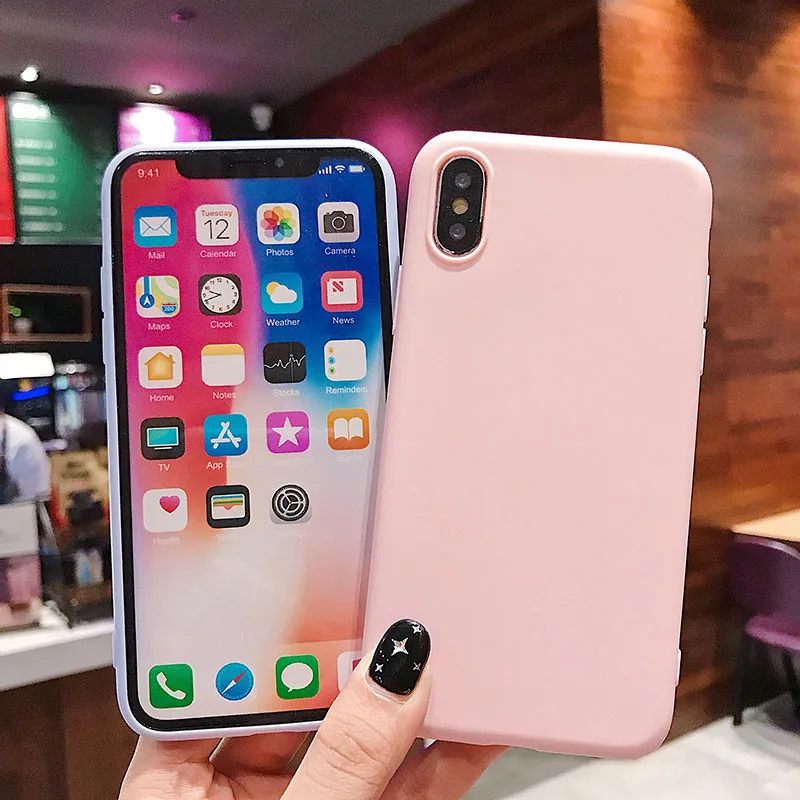 Мягкий силиконовый чехол для iPhone 7 6 6S 8 Plus 5 5S X 10 XR XS Max 6Plus 6splus 7 Plus 8 Plus милый конфетный цвет, матовый чехол