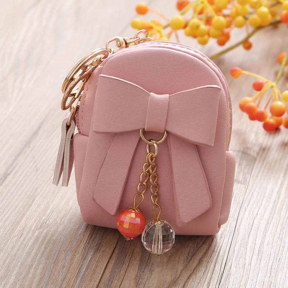 

2020 Retro Mini Coin Change Purse Women Bow Zipper Key Bag Short Wallet Coin Purse Card Holders Handbag cartera fina A50