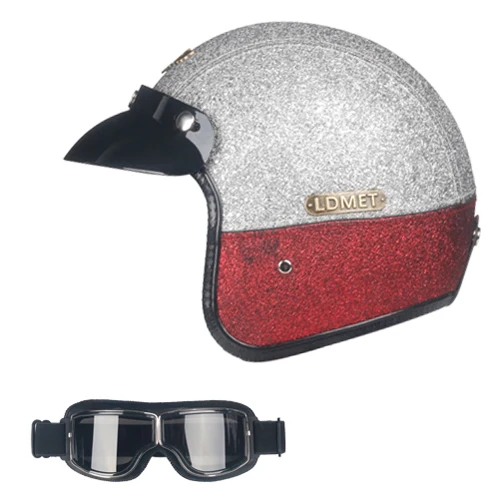 LDMET Кожа PU casco moto Винтаж moto rcycle шлем с открытым лицом камуфляж capacetes de moto ciclista vespa Кафе racer - Цвет: 2