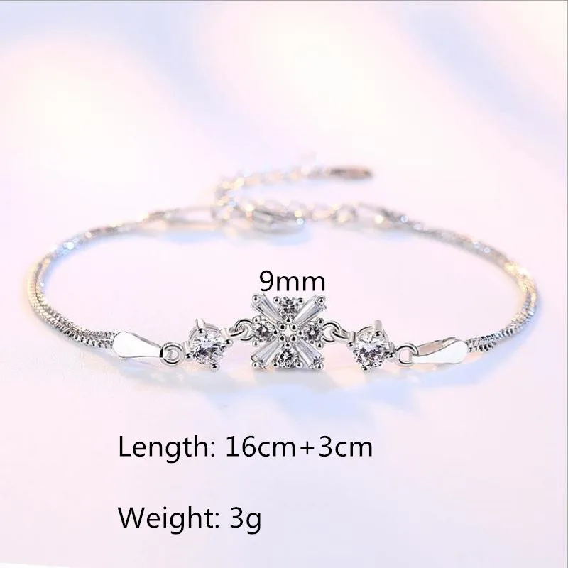 Everoyal Trendy Silver 925 Women Bracelets Jewelry New Fashion Crystal Snowflake Bracelet For Girls Accessories Lady Festival | Украшения и