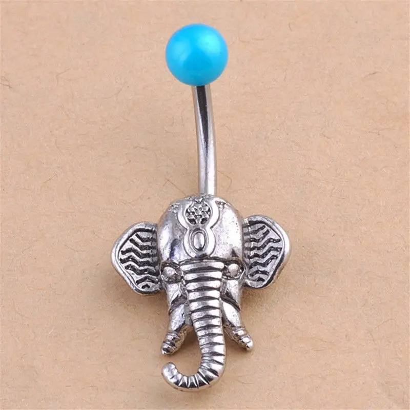 Модные кольца для пупка стальные стержни пирсинг в виде слона дизайнерские