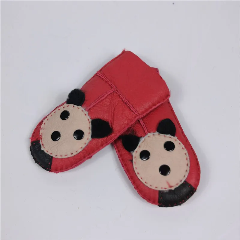 2018 зимние теплые перчатки детские из овечьей кожи меховые варежки милые